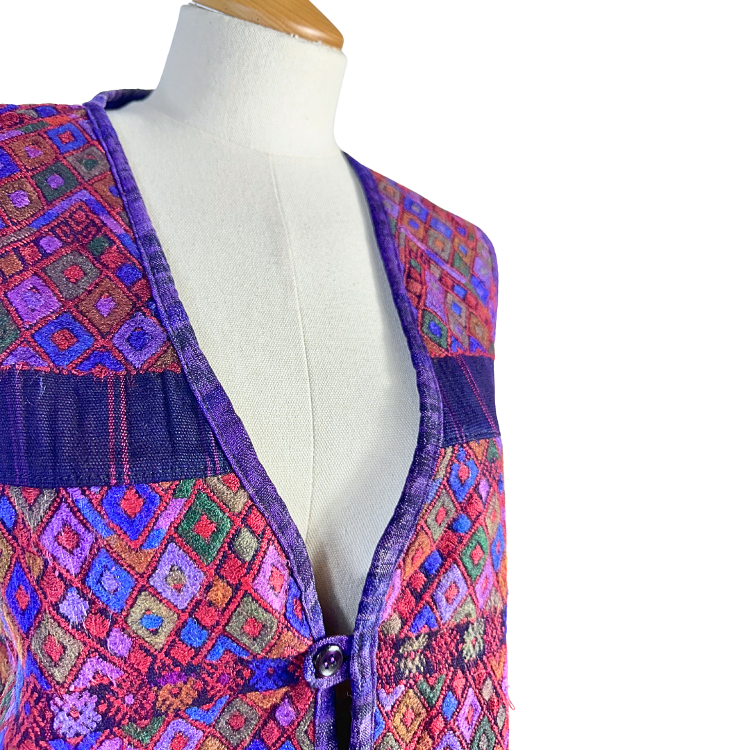 Purple boho embroidered waistcoat - M