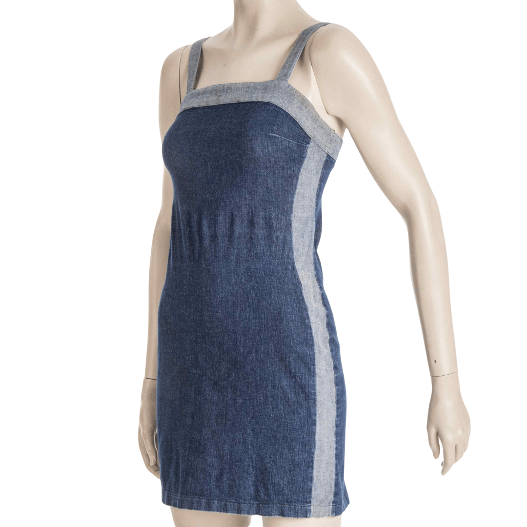 Thick strap denim mini dress - S