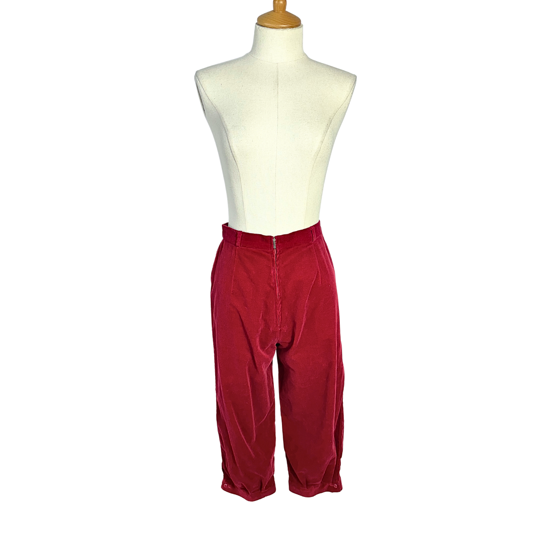 Red vintage velvet capri pants - S