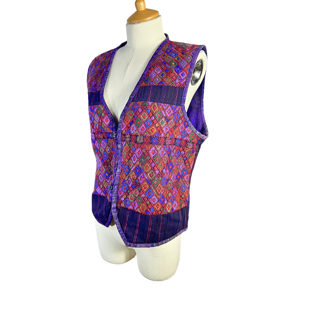 Purple boho embroidered waistcoat - M