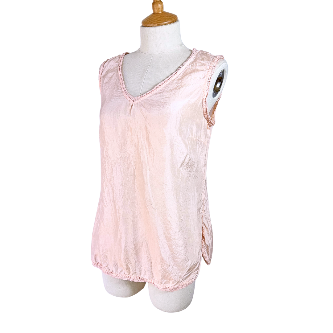 Pink vintage silk vest - S