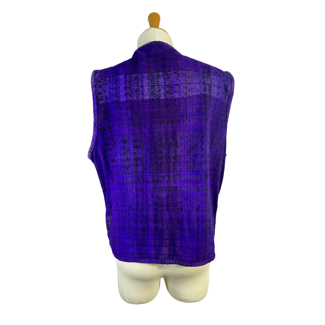 Purple boho embroidered waistcoat - M