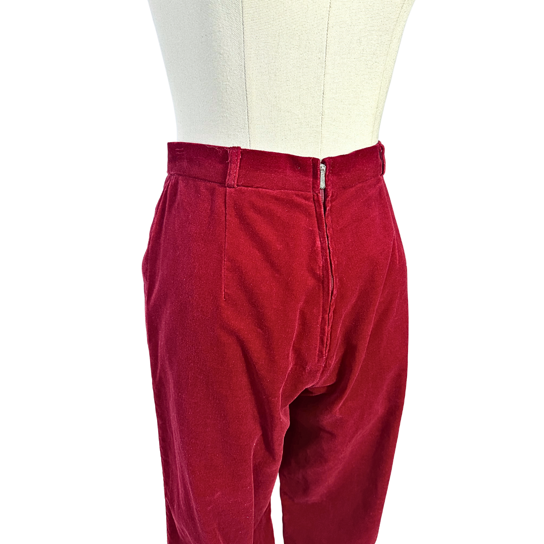 Red vintage velvet capri pants - S