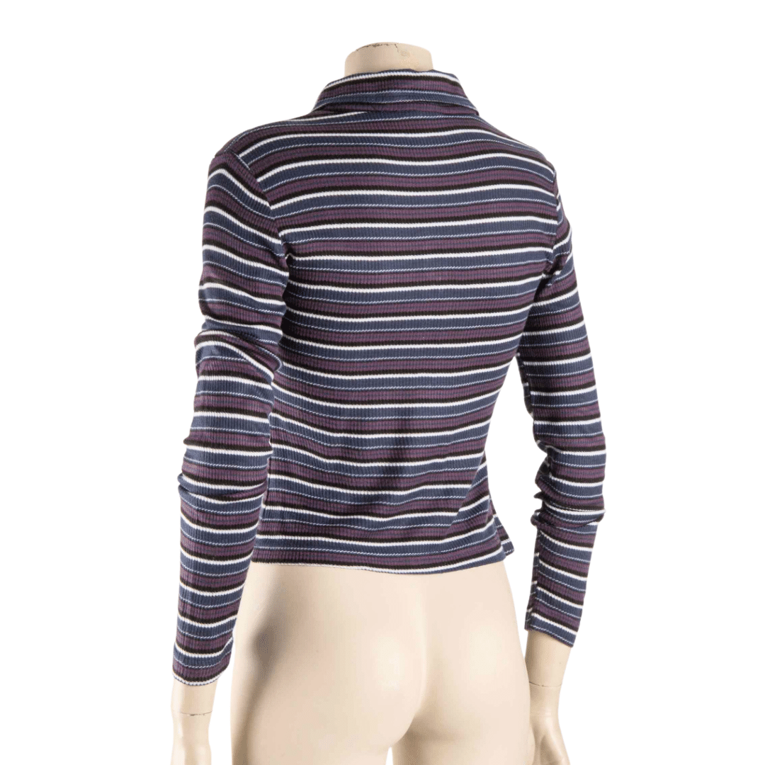 Stripe ribbed longsleeve knit top - M