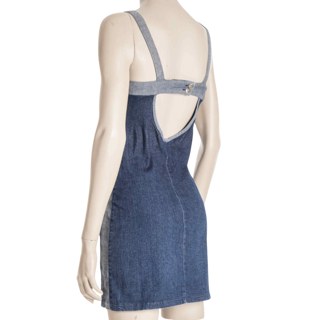 Thick strap denim mini dress - S