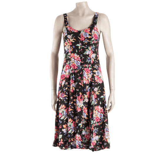 Floral sleeveless button up midi dress - S