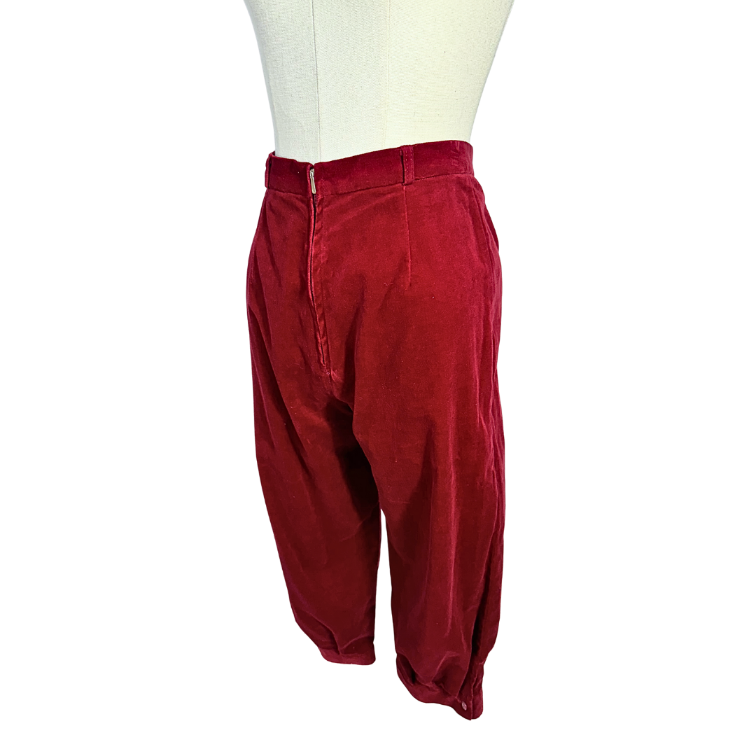 Red vintage velvet capri pants - S