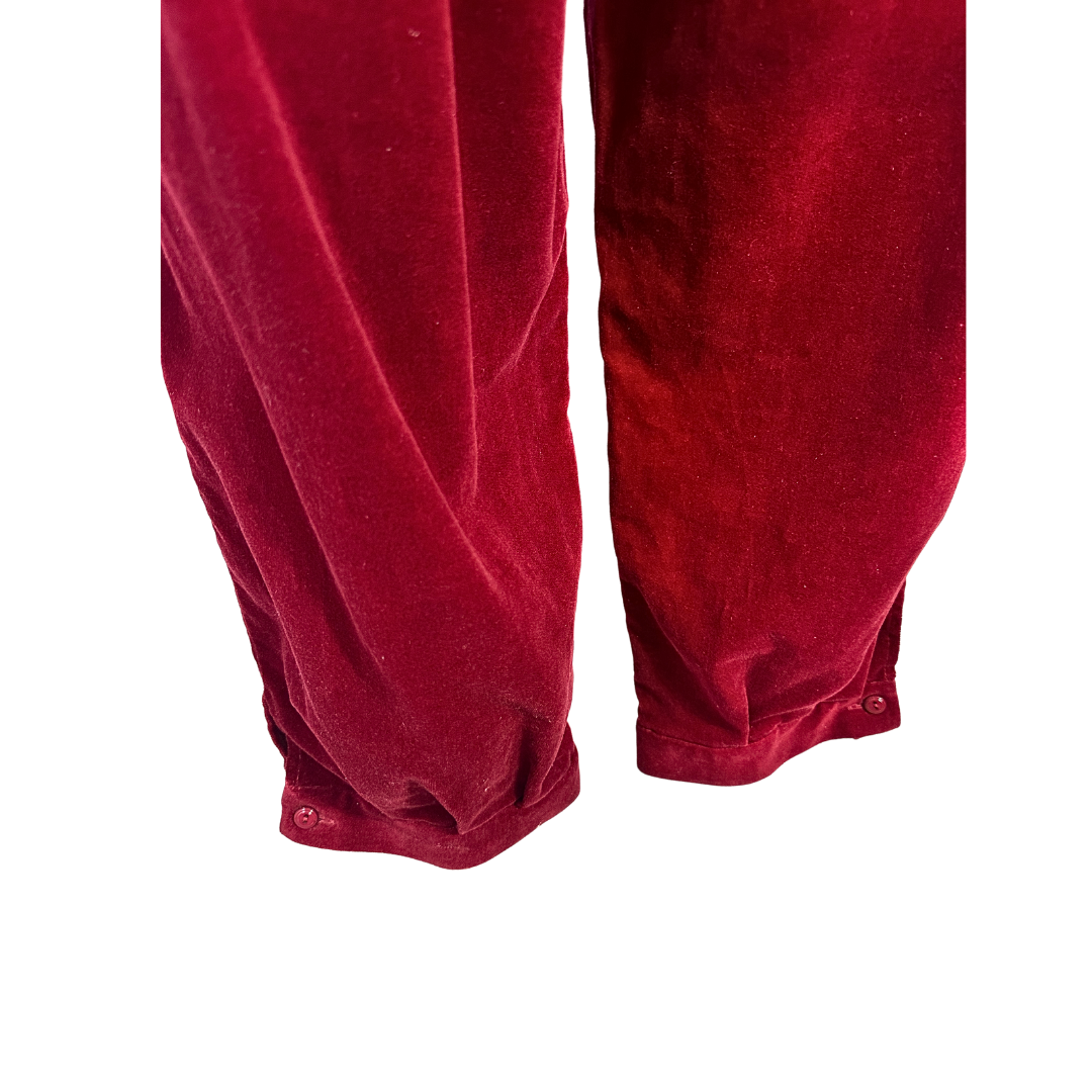 Red vintage velvet capri pants - S