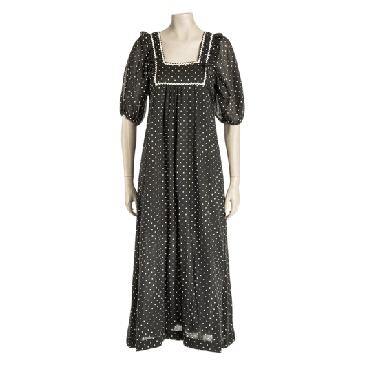 Miss Mod polka dot puff sleeve maxi dress - S