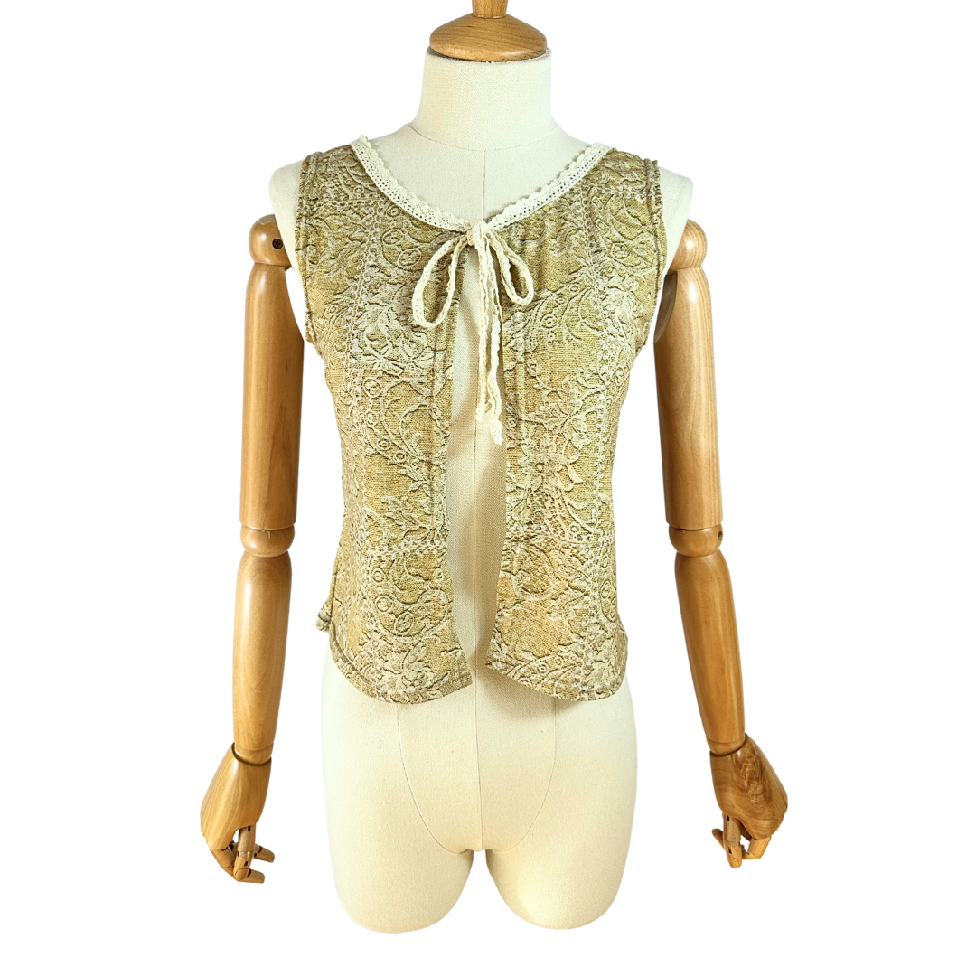 Vintage floral lace print vest - S