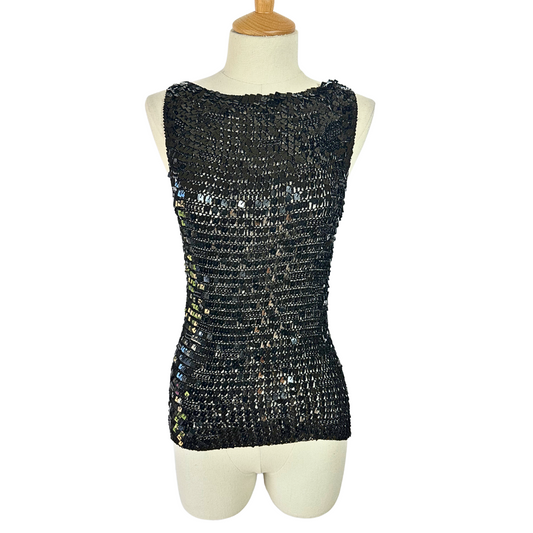 Black sequin and beaded top - S