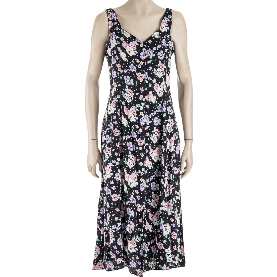 Floral sleeveless button down maxi dress - M