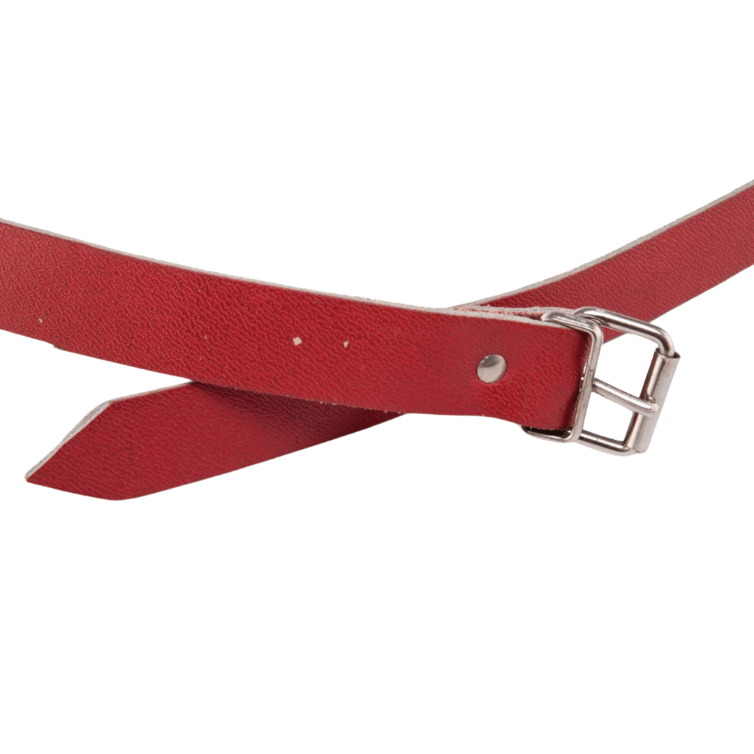 Double wrap leather and metal ring belt - M/L