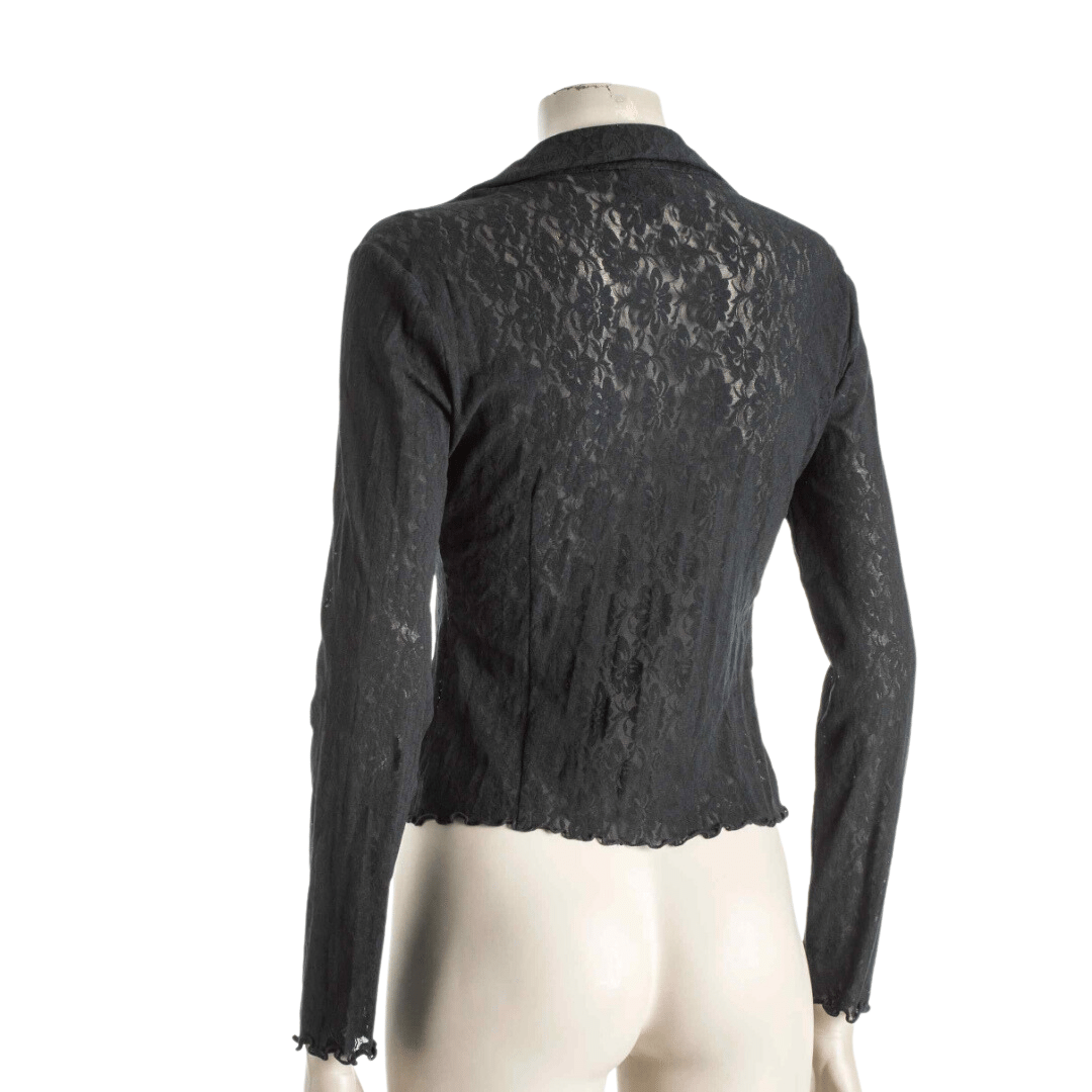 Flower pattern corset-style lace longsleeve shirt - M/L