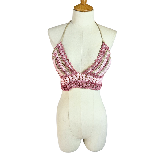 Pink festival crochet bralet - S