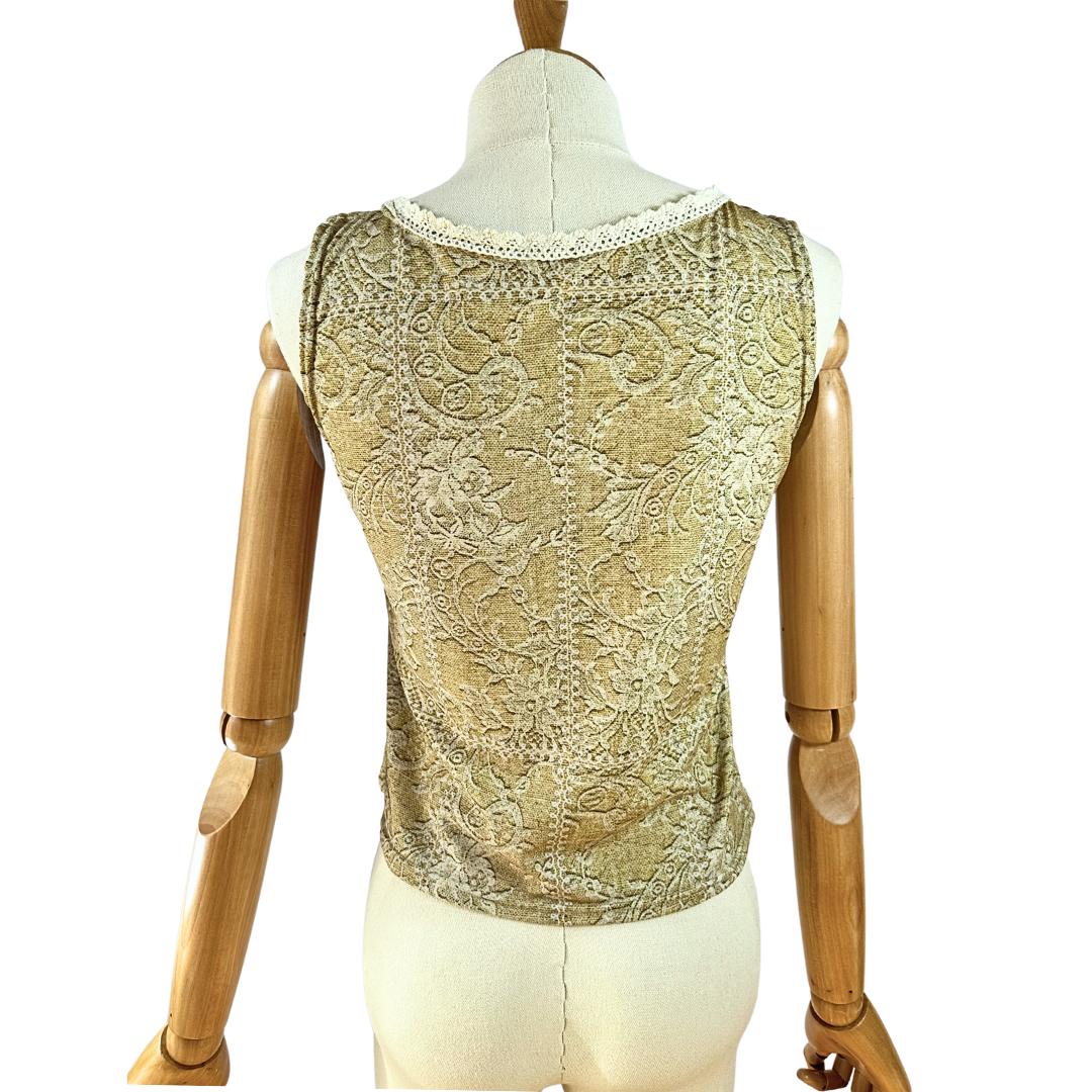 Vintage floral lace print vest - S