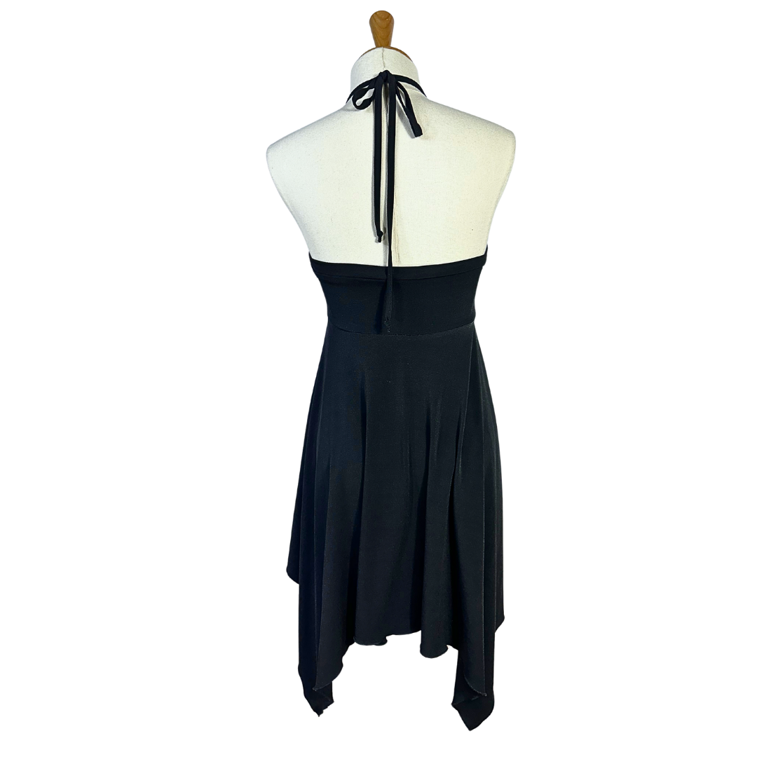 Black Y2K halterneck boobtube dress - M