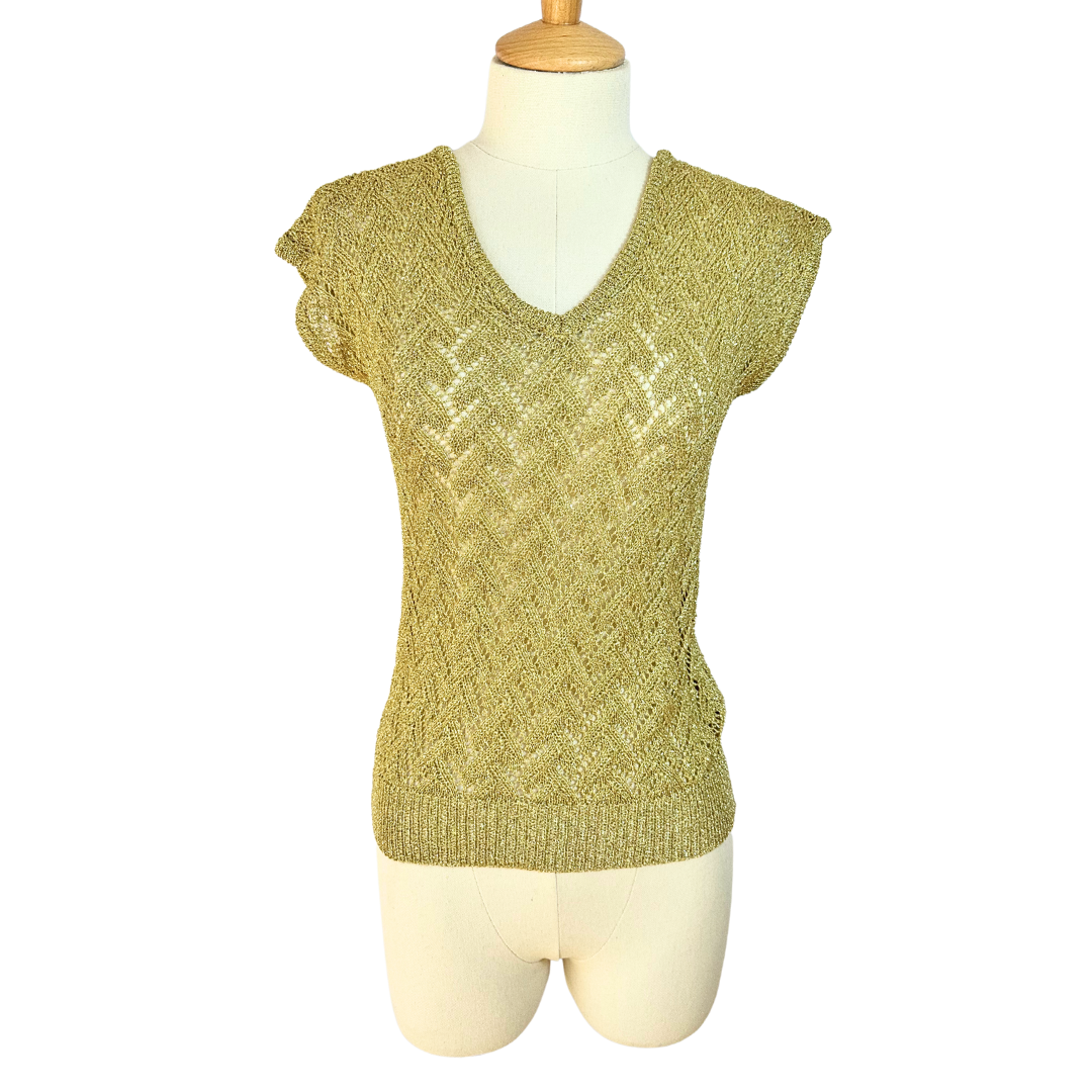 Metallic gold knit top - S