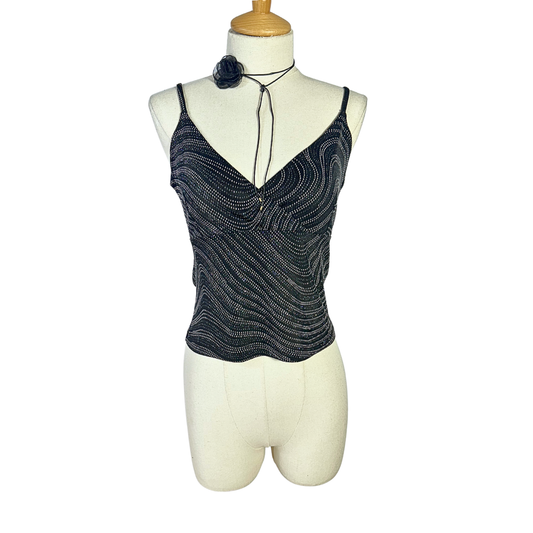 Y2K shimmery spaghetti strap top - M