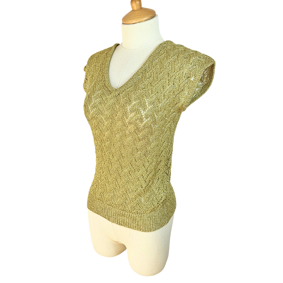 Metallic gold knit top - S