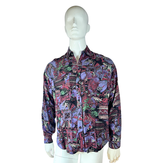 Vintage printed longsleeve shirt - M