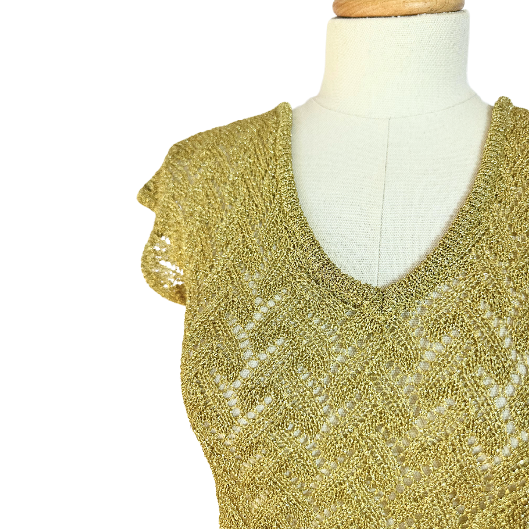 Metallic gold knit top - S