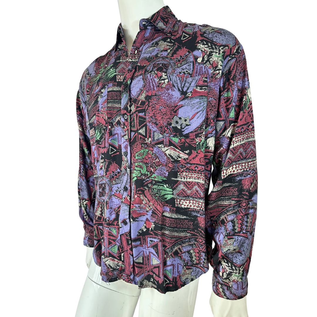 Vintage printed longsleeve shirt - M