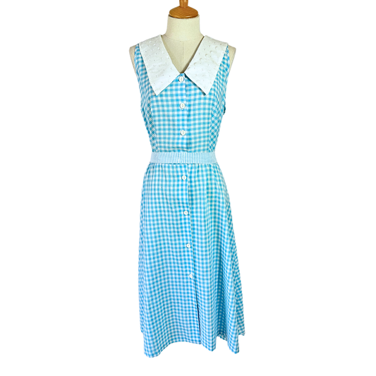 Vintage gingham midi dress - M