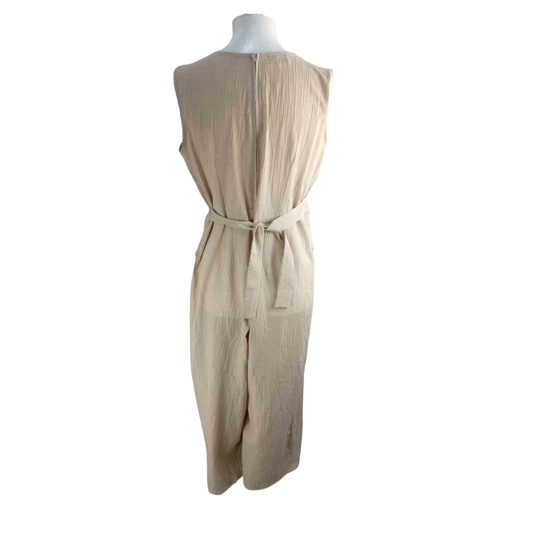 Vintage linen blend sleeveless jumpsuit - M