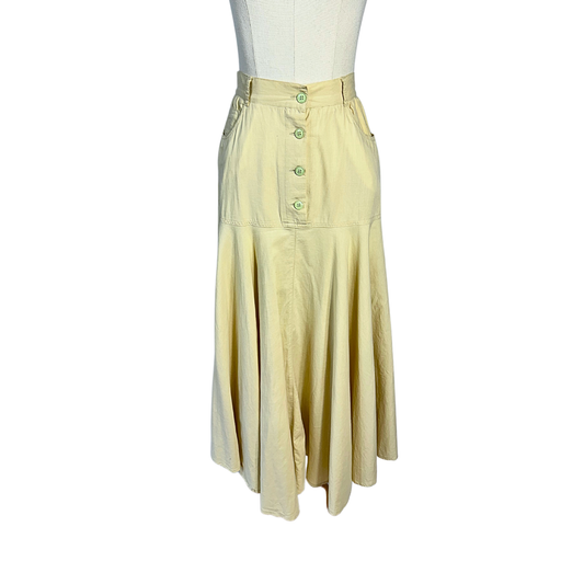 Cream vintage high waist midi skirt - S