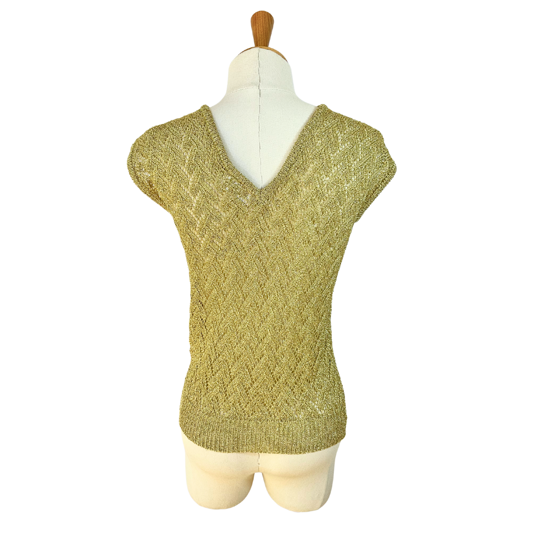 Metallic gold knit top - S