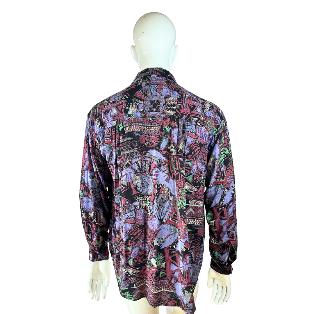 Vintage printed longsleeve shirt - M