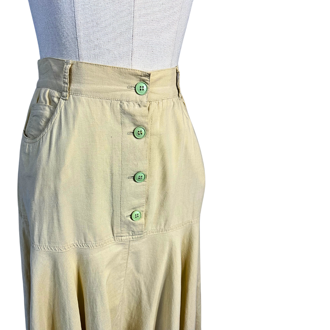 Cream vintage high waist midi skirt - S