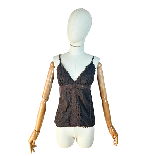 Brown spaghetti strap islet top - S