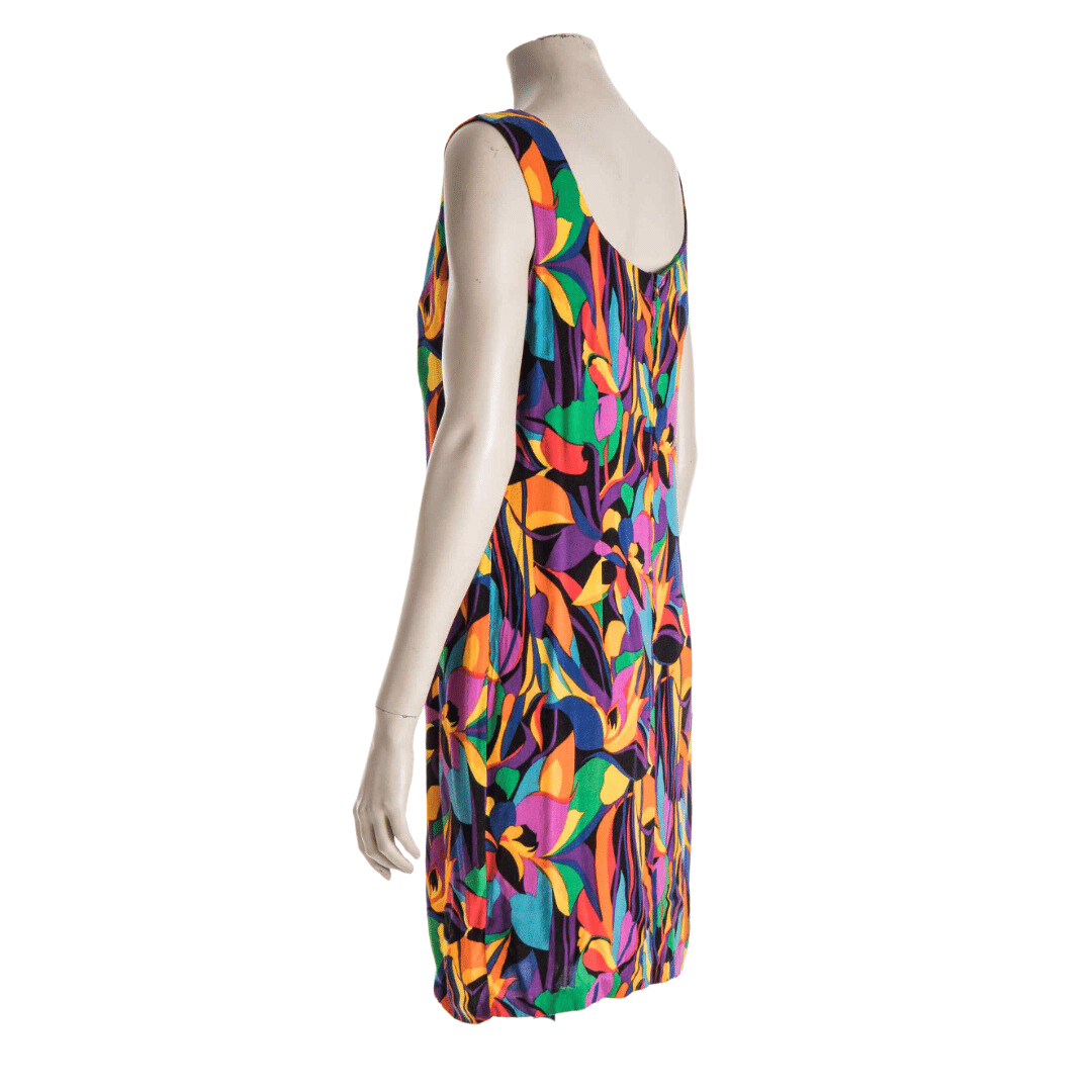 Colourful sleeveless floral dress - L