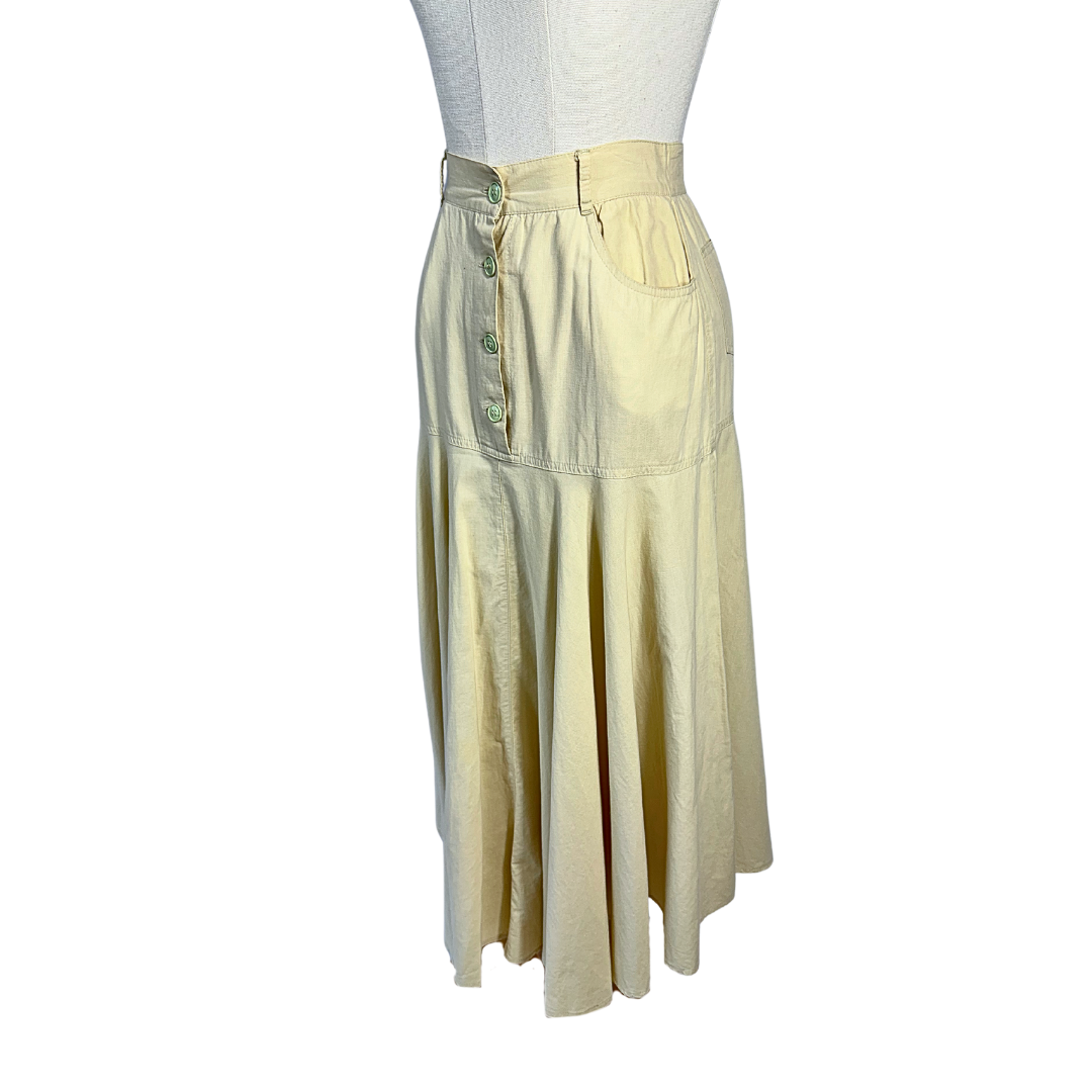 Cream vintage high waist midi skirt - S