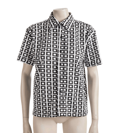 Monochrome geometric print shirt - S/M