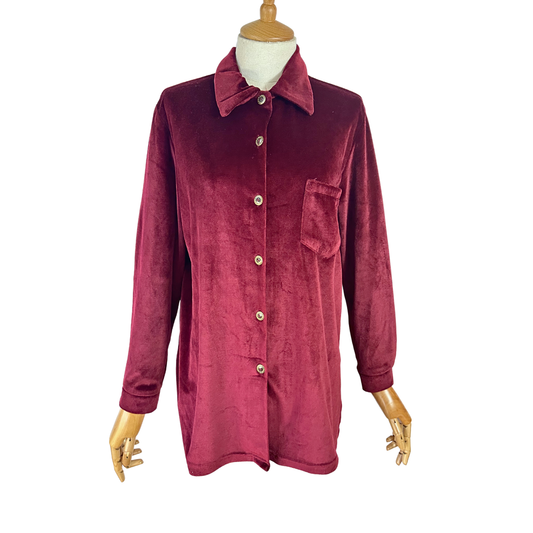 Maroon vintage velvet shirt - XS