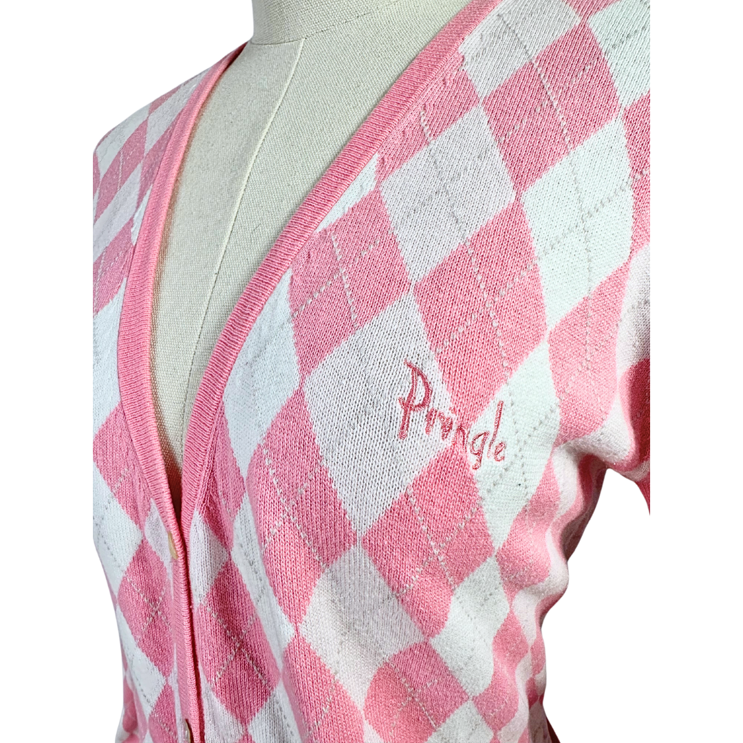 Pringle of Scotland argyle and stripe knit cardigan - M