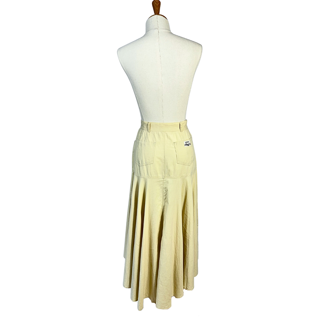 Cream vintage high waist midi skirt - S