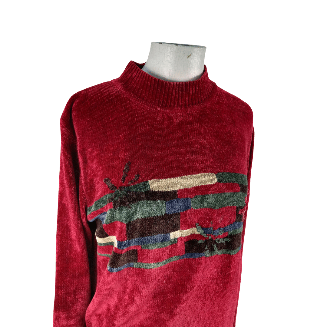 Vintage knitted mock-neck jersey - M