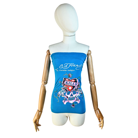 Ed Hardy boob-tube top - S
