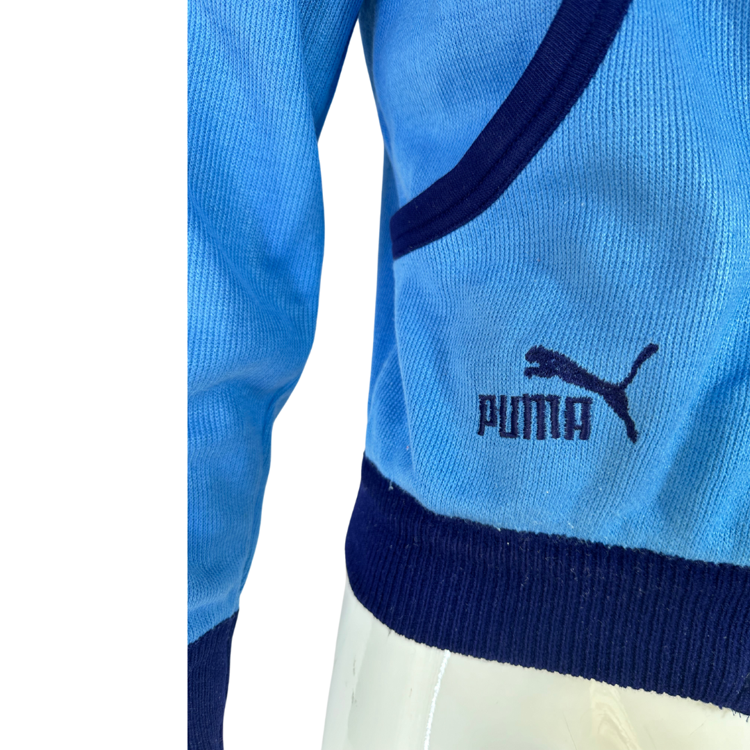 Blue 80s Puma zipped up knitted jacket - S