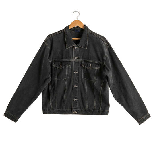 Pinstripe denim jacket - L