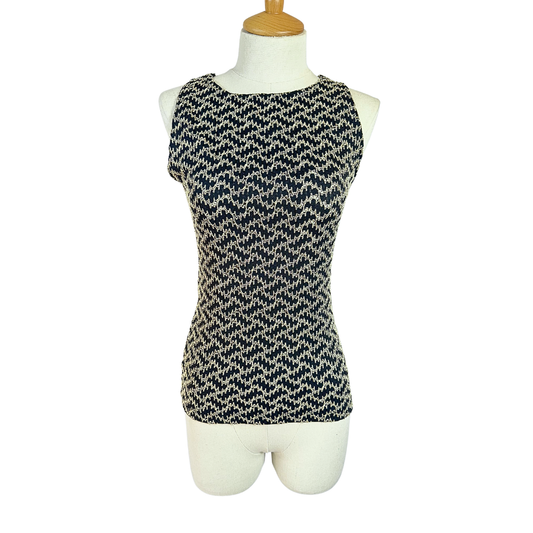 90s zig zag textured fitted top - M