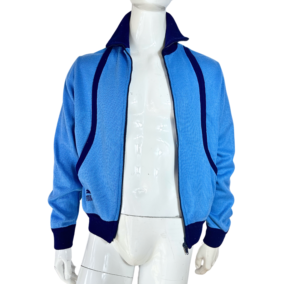 Blue 80s Puma zipped up knitted jacket - S