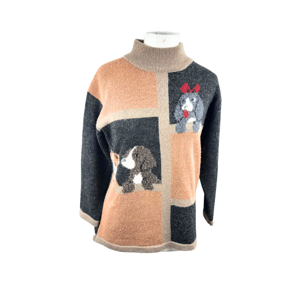 Mock neck puppy knitted jersey - M