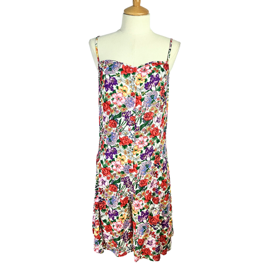 Floral spaghetti strap playsuit - S/M