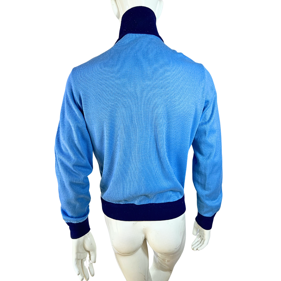 Blue 80s Puma zipped up knitted jacket - S