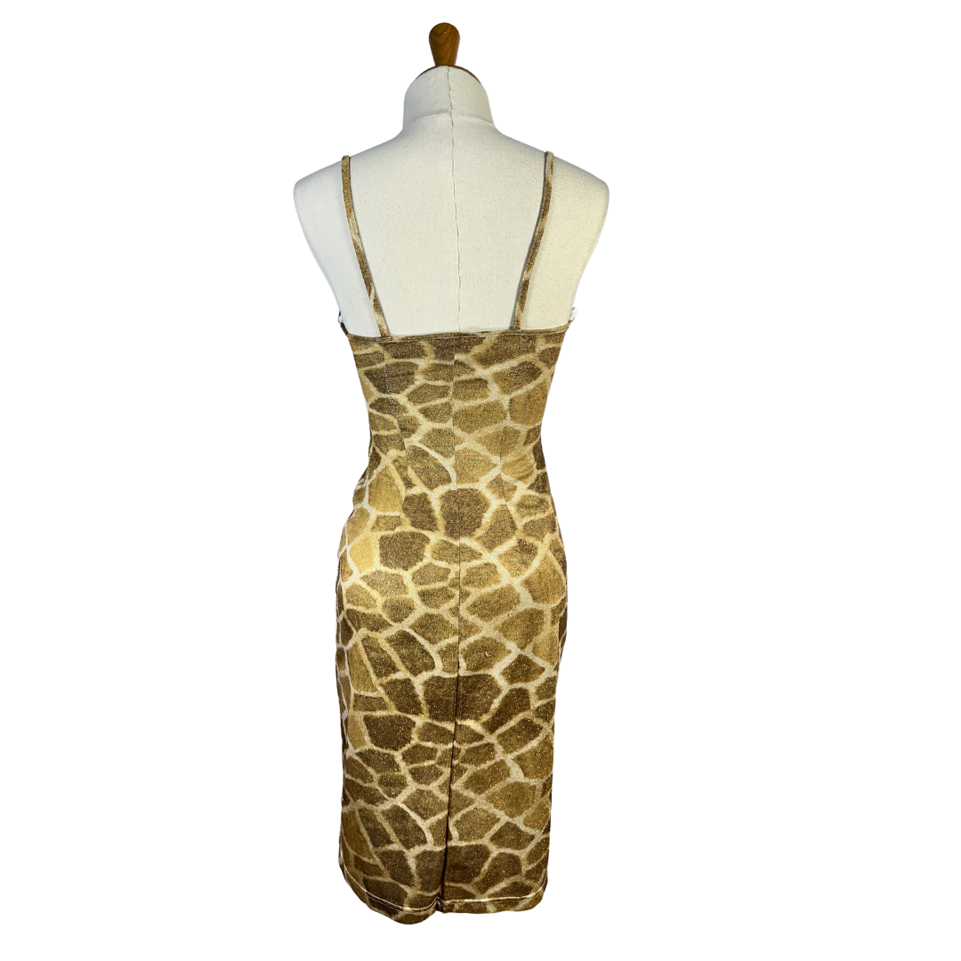 Giraffe print spaghetti strap dress - S